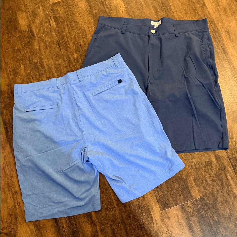 Peter Millar Men's Blue and Navy Shorts, 36” with 9” inseam (Lot of 2)